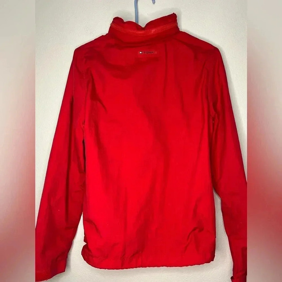 "Retro 90s Red Tommy Hilfiger Hooded Windbreaker Jacket" Vintage - Picture 3 of 5